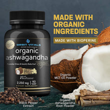 Load image into Gallery viewer, Organic Ashwagandha Root 2250mg with Organic MCT Oil Powder &amp; Black Pepper