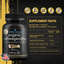 Load image into Gallery viewer, Organic Ashwagandha Root 2250mg with Organic MCT Oil Powder &amp; Black Pepper