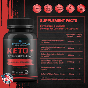 Keto Apple Cider Vinegar Capsules for Appetite Suppressant and Weight Loss - 2249 Mg